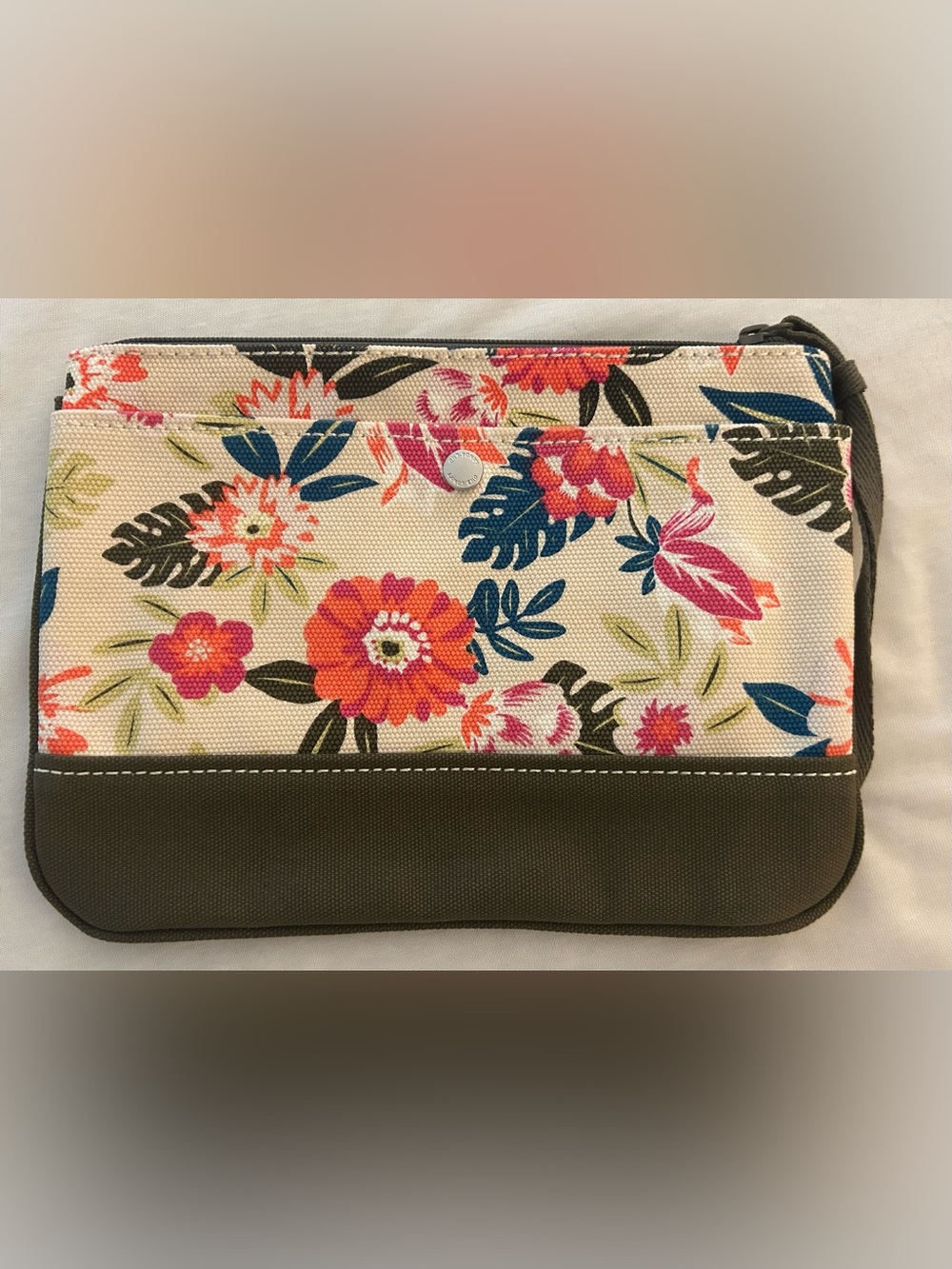 Lands End Canvas Zip Top Pouch/Wristlet 10x8- New